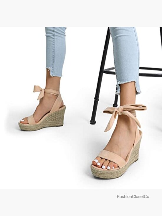 BURUDANI Womens Open Toe Espadrilles Wedges Tie Lace Up Cute  Women\'s Open Toe Espadrilles Wedges Tie Lace Up Ankle Strap Platform Sandals